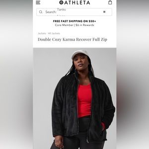 NWOT Athleta Recover Cozy Karma Full Zip Fleece Jacket, Black, size 2X